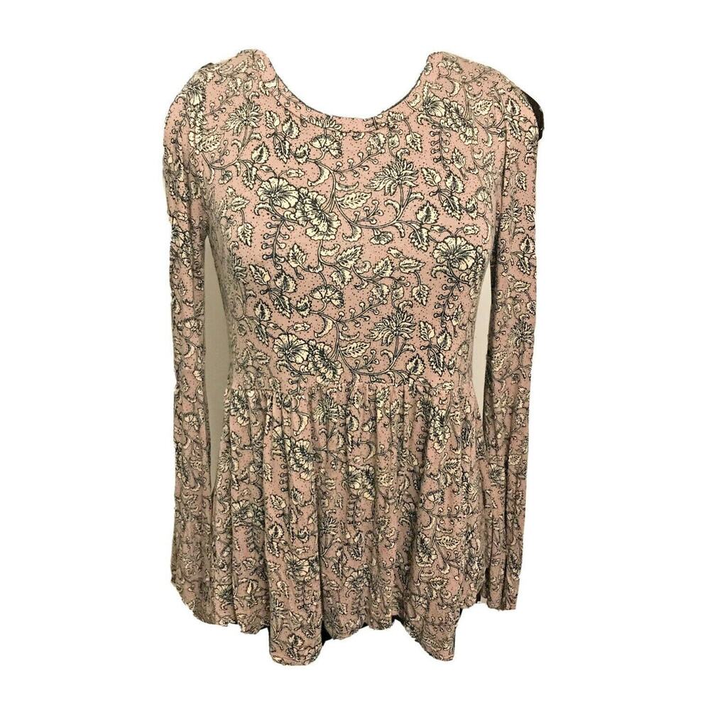 XS Soft & Sexy Purple Floral Long Sleeve Open Shoulder Womens Top